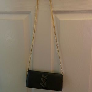 YSL Distressed Leather Chain Wallet - Authentic